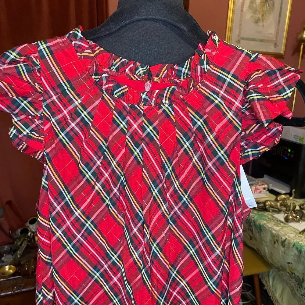 NWT Vineyard Vines Red Ruffle plaid Mini swing dress. Retail $168 Size 4.